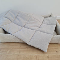 Gift for dog HEMP Dog Blanket filled HEMP Fiber in Natural Linen Fabric Dog Blanket Cover personalised for bed dog mat cover Christmas Gift - in sewing with squares