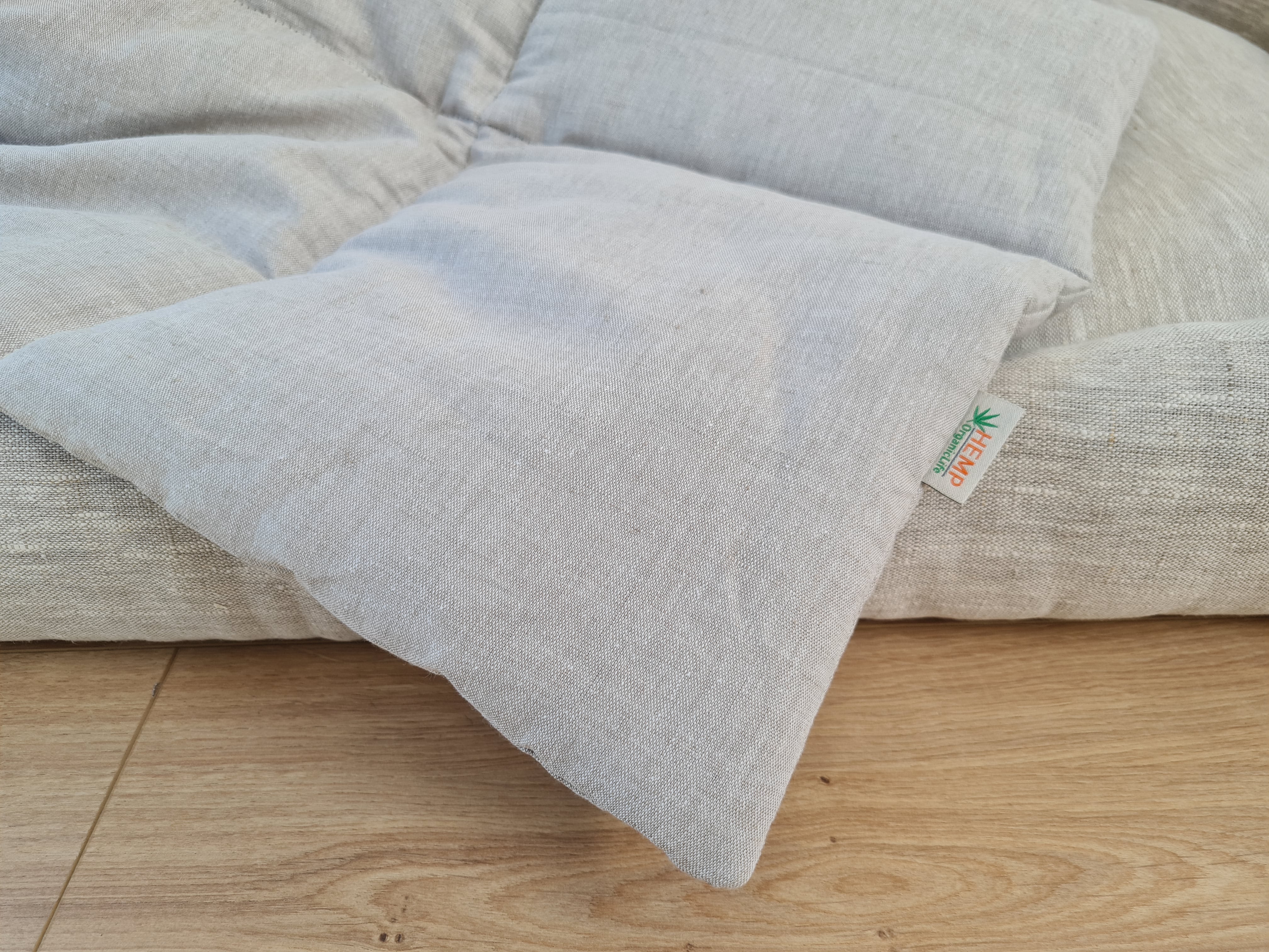 Gift for dog HEMP Dog Blanket filled HEMP Fiber in Natural Linen Fabric Dog Blanket Cover personalised for bed dog mat cover Christmas Gift - in sewing with squares