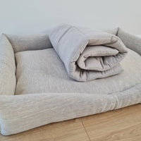 Gift for dog HEMP Dog Blanket filled HEMP Fiber in Natural Linen Fabric Dog Blanket Cover personalised for bed dog mat cover Christmas Gift - in sewing with squares