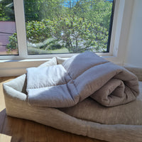 Gift for dog HEMP Dog Blanket filled HEMP Fiber in Natural Linen Fabric Dog Blanket Cover personalised for bed dog mat cover Christmas Gift - in sewing with squares