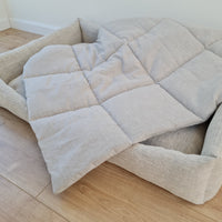 Gift for dog HEMP Dog Blanket filled HEMP Fiber in Natural Linen Fabric Dog Blanket Cover personalised for bed dog mat cover Christmas Gift - in sewing with squares