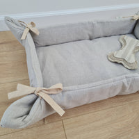 HEMP pet bed -transformer mat carpet filled organic HEMP Fiber in linen fabric - all natural /dog mat pad / house for cats