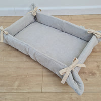 HEMP pet bed -transformer mat carpet filled organic HEMP Fiber in linen fabric - all natural /dog mat pad / house for cats
