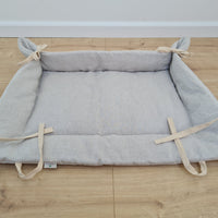 HEMP pet bed -transformer mat carpet filled organic HEMP Fiber in linen fabric - all natural /dog mat pad / house for cats