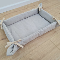 HEMP pet bed -transformer mat carpet filled organic HEMP Fiber in linen fabric - all natural /dog mat pad / house for cats