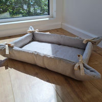 HEMP pet bed -transformer mat carpet filled organic HEMP Fiber in linen fabric - all natural /dog mat pad / house for cats