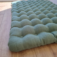 Light olive Linen Floor cushion with Buckwheat hulls 23"x35"/ Meditation cushion for Yoga/ linen zabuton Organic