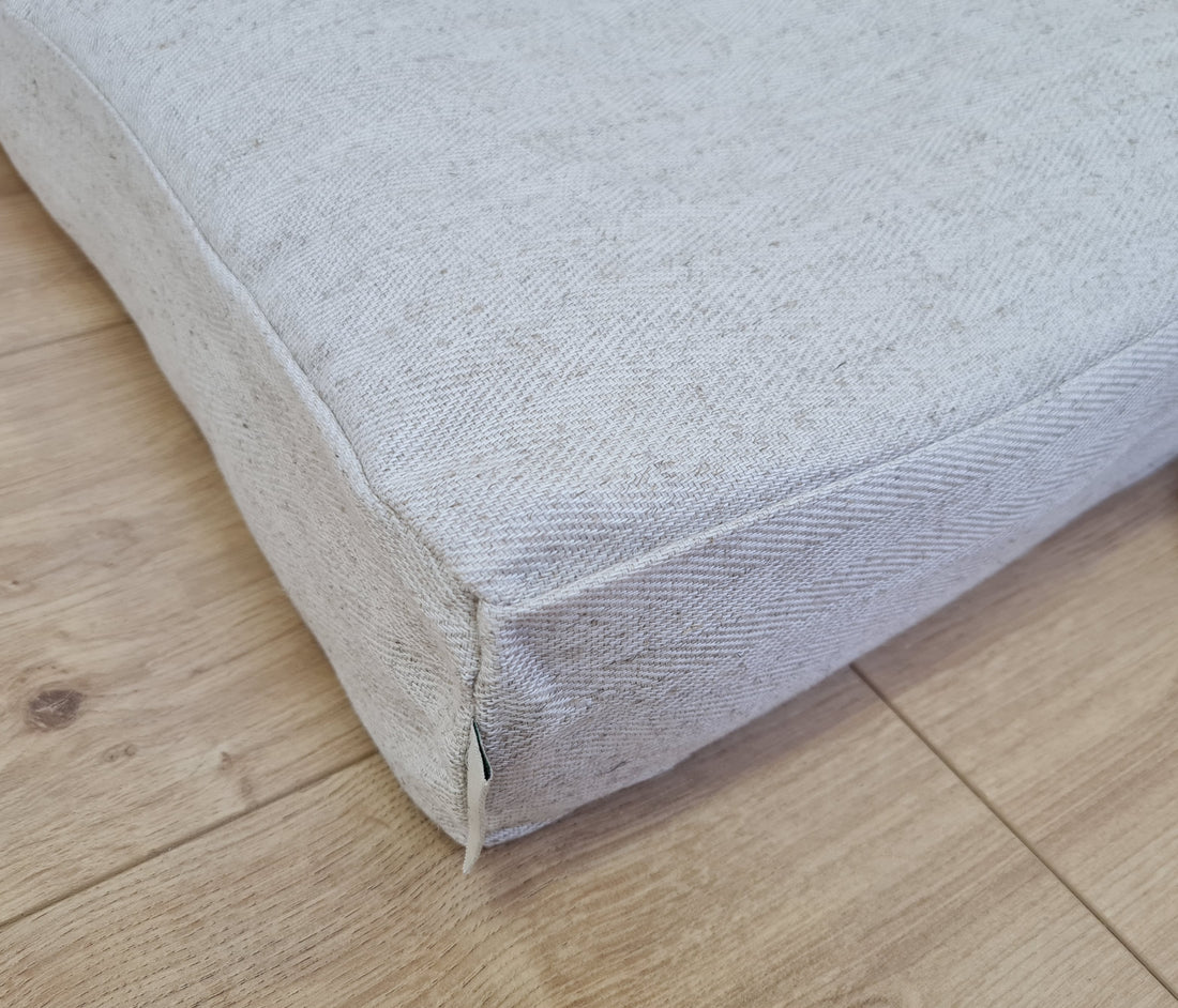 16"x24" (40x60 cm) Hemp Linen Pet Mat Pad Cushion with Removable Linen Cover organic hemp fiber filler in non-dyed linen fabric