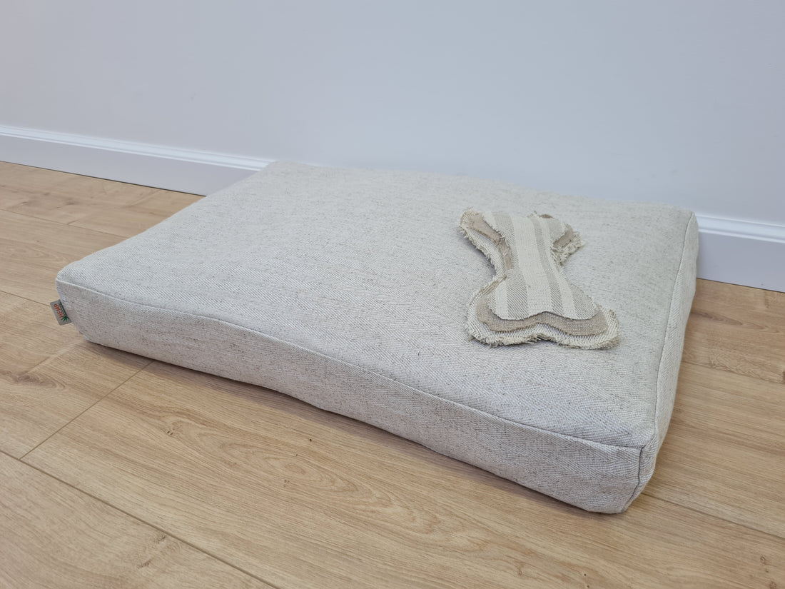 16"x24" (40x60 cm) Hemp Linen Pet Mat Pad Cushion with Removable Linen Cover organic hemp fiber filler in non-dyed linen fabric