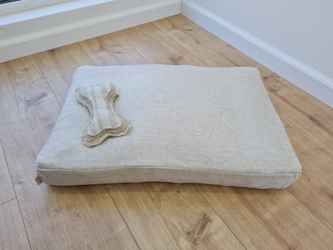 16"x24" (40x60 cm) Hemp Linen Pet Mat Pad Cushion with Removable Linen Cover organic hemp fiber filler in non-dyed linen fabric