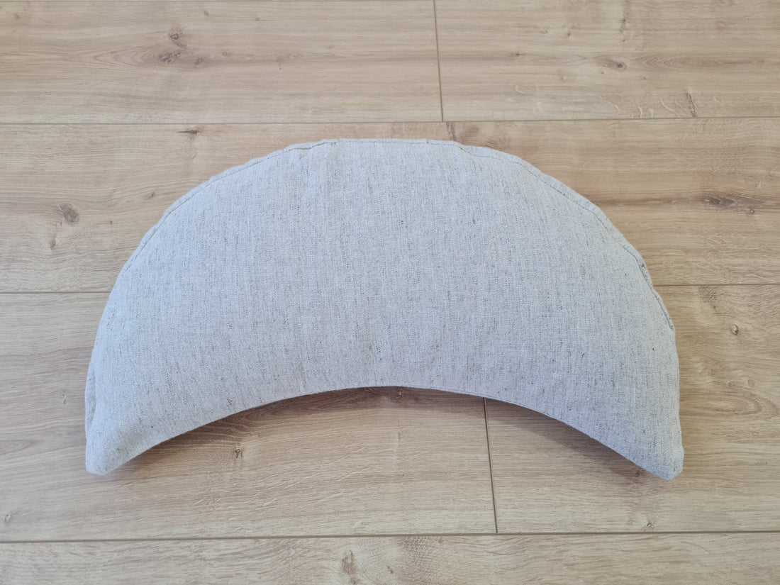 Hemp meditation Cresсent cushion filled with buckwheat hulls