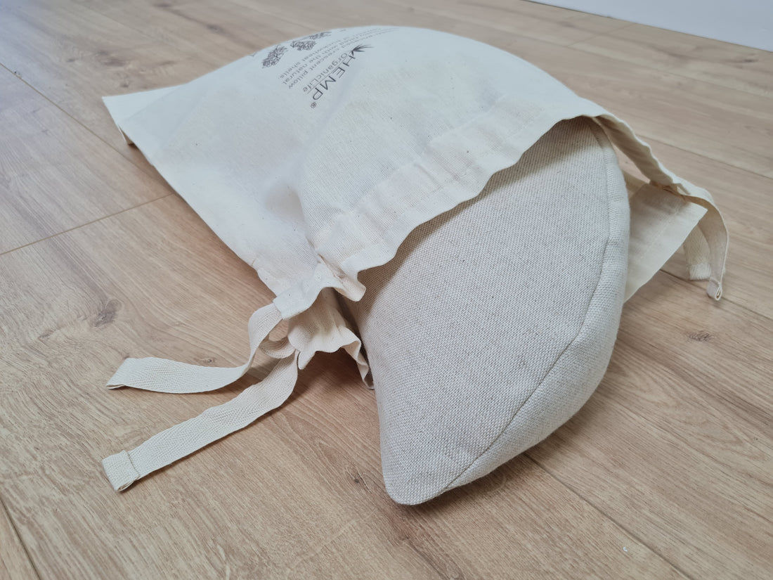 Linen-encased Crescent Pillow generously filled with the natural comfort of Buckwheat Shells + Gift Bag / meditation cushion Christmas gift