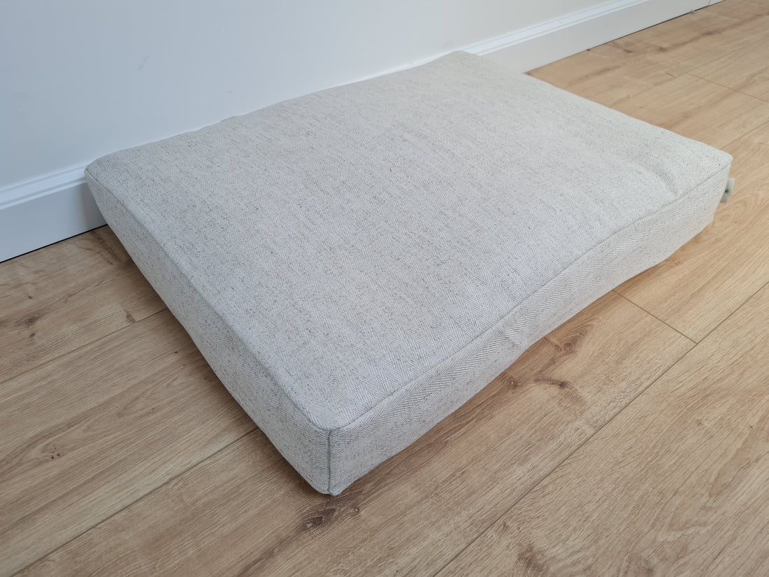 16"x24" (40x60 cm) Hemp Linen Pet Mat Pad Cushion with Removable Linen Cover organic hemp fiber filler in non-dyed linen fabric