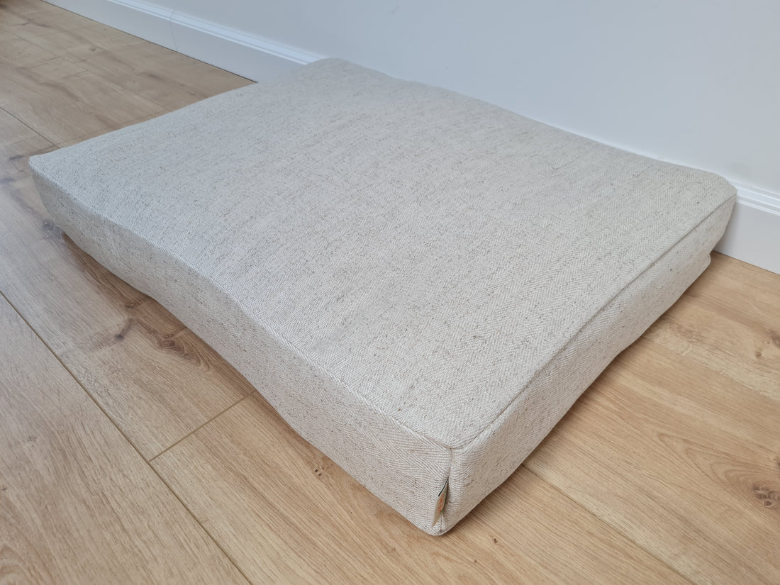 16"x24" (40x60 cm) Hemp Linen Pet Mat Pad Cushion with Removable Linen Cover organic hemp fiber filler in non-dyed linen fabric