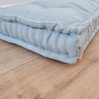 Light Hemp Floor cushion with organic hemp fiber filling in natural linen fabric / floor french pillow seat