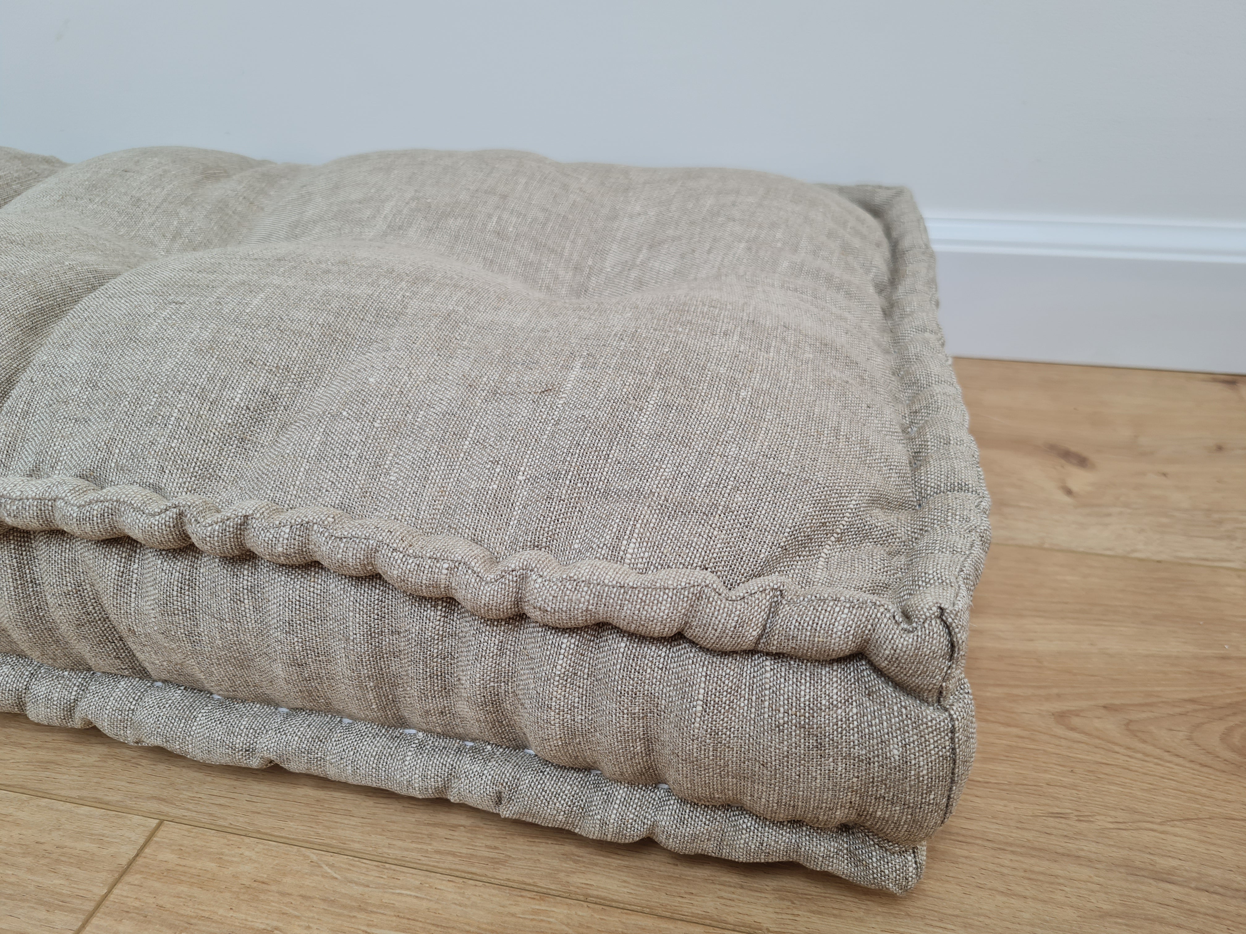 Special listing for Julie Jones one 19" x 68" x 3" hemp cushion in natural undyed linen fabric in grey shade