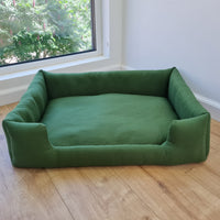 Natural Hemp Linen Dog Bed Green Linen Fabric filled organic Hemp Fiber filling - Pet Mat - house for cats dogs organic gift for dog