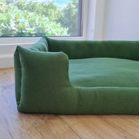 Natural Hemp Linen Dog Bed Green Linen Fabric filled organic Hemp Fiber filling - Pet Mat - house for cats dogs organic gift for dog