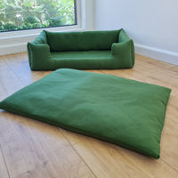Natural Hemp Linen Dog Bed Green Linen Fabric filled organic Hemp Fiber filling - Pet Mat - house for cats dogs organic gift for dog
