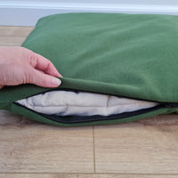 Natural Hemp Linen Dog Bed Green Linen Fabric filled organic Hemp Fiber filling - Pet Mat - house for cats dogs organic gift for dog