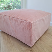 Special listing for U.: two pink and yellow HEMP Floor Cushions Marogans filled organic Hemp Fiber with removable Cover