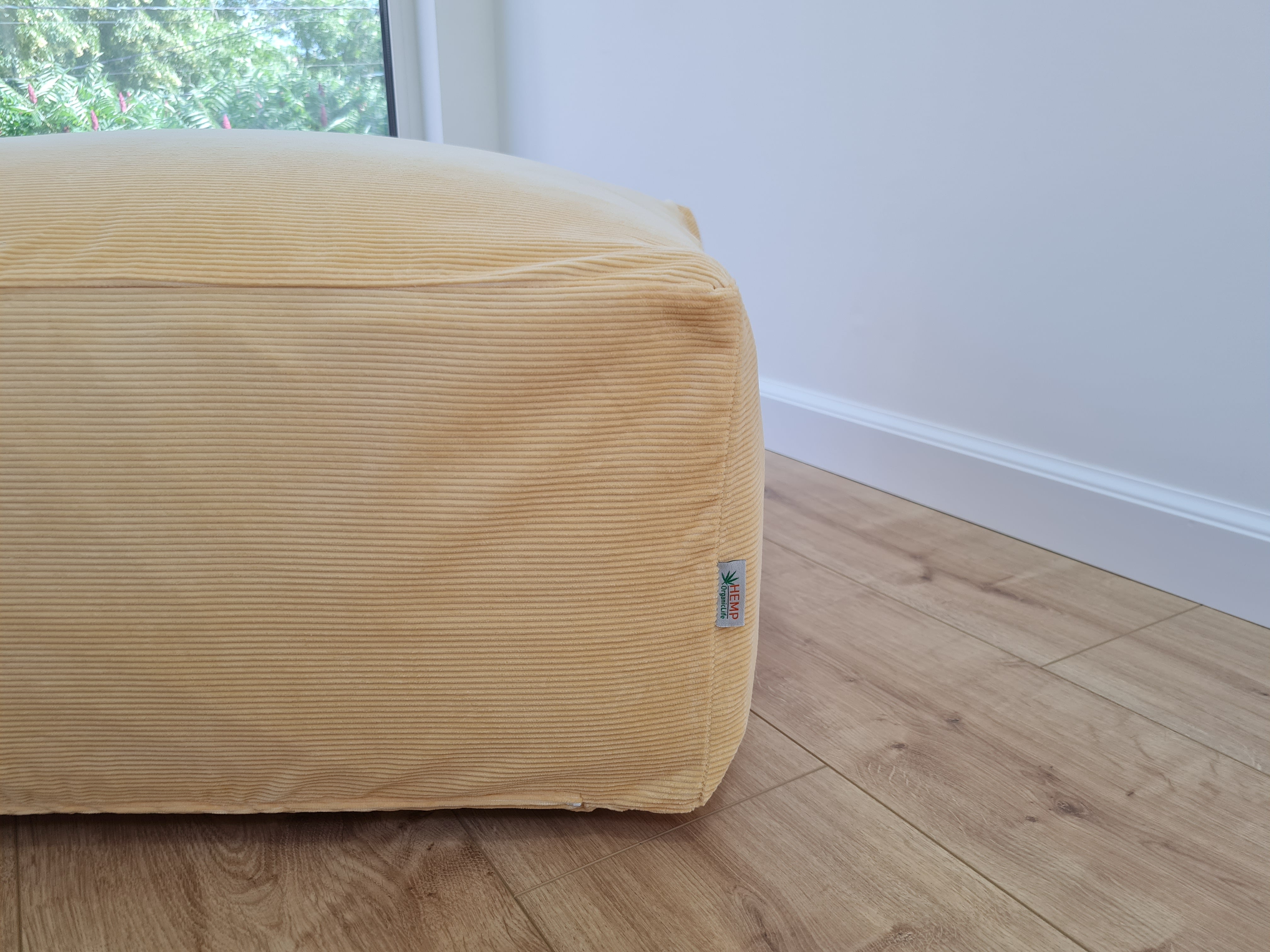 Special listing for U.: two pink and yellow HEMP Floor Cushions Marogans filled organic Hemp Fiber with removable Cover