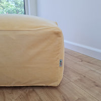 Unique HEMP Floor Cushion Marogan filled organic Hemp Fiber with removable Cover with zipper in natural cotton velvet fabric settee ottoman
