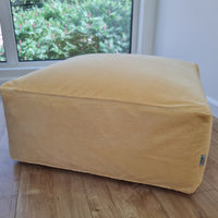 Unique HEMP Floor Cushion Marogan filled organic Hemp Fiber with removable Cover with zipper in natural cotton velvet fabric settee ottoman