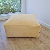Unique HEMP Floor Cushion Marogan filled organic Hemp Fiber with removable Cover with zipper in natural cotton velvet fabric settee ottoman
