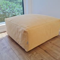 Unique HEMP Floor Cushion Marogan filled organic Hemp Fiber with removable Cover with zipper in natural cotton velvet fabric settee ottoman