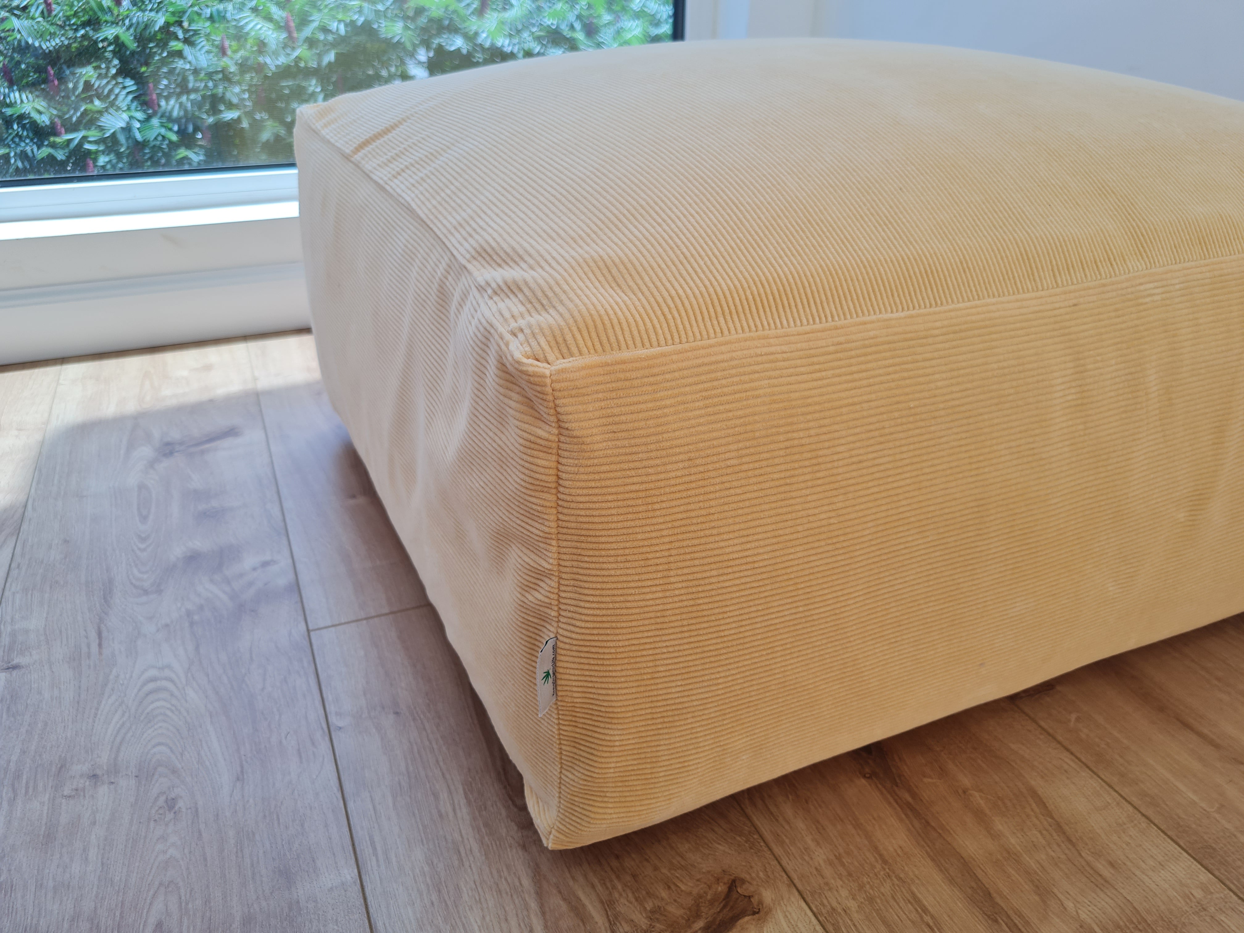Special listing for U.: two pink and yellow HEMP Floor Cushions Marogans filled organic Hemp Fiber with removable Cover