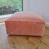 Unique HEMP Floor Cushion Marogan filled organic Hemp Fiber with removable Cover with zipper in natural cotton velvet fabric settee ottoman