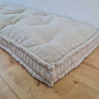 15" x 17.7" (38 x 45 cm) Hemp Custom madeWindow Mudroom Floor bench cushion filled organic hemp fiber in natural non-dyed linen fabric unique all natural pillow
