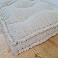 15" x 17.7" (38 x 45 cm) Hemp Custom madeWindow Mudroom Floor bench cushion filled organic hemp fiber in natural non-dyed linen fabric unique all natural pillow