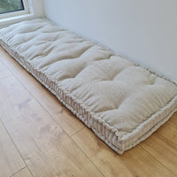 15" x 17.7" (38 x 45 cm) Hemp Custom madeWindow Mudroom Floor bench cushion filled organic hemp fiber in natural non-dyed linen fabric unique all natural pillow