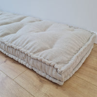 15" x 17.7" (38 x 45 cm) Hemp Custom madeWindow Mudroom Floor bench cushion filled organic hemp fiber in natural non-dyed linen fabric unique all natural pillow