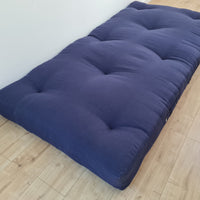 HEMP shikibuton 6” thick mat Shiki futon filled organic hemp fiber filler in natural dense dark blue linen fabric Custom Size Hand made