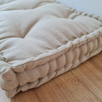 Hemp natural non-dyed grey beige window Mudroom Floor Bench cushion with organic hemp fiber filling in linen fabric custom made