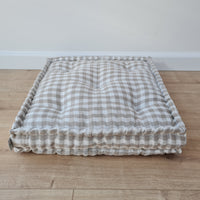 Hemp Linen Floor Cushion fileld organic Hemp Fiber in Natural checkered Linen fabric / floor pillow Pillow seat/Meditation Yoga