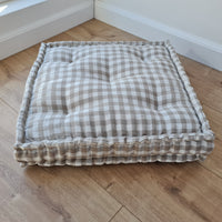 Hemp Linen Floor Cushion fileld organic Hemp Fiber in Natural checkered Linen fabric / floor pillow Pillow seat/Meditation Yoga
