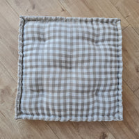 Hemp Linen Floor Cushion fileld organic Hemp Fiber in Natural checkered Linen fabric / floor pillow Pillow seat/Meditation Yoga