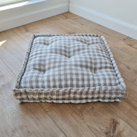 Hemp Linen Floor Cushion fileld organic Hemp Fiber in Natural checkered Linen fabric / floor pillow Pillow seat/Meditation Yoga