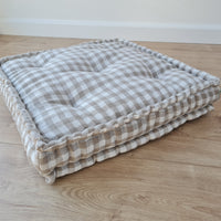 Hemp Linen Floor Cushion fileld organic Hemp Fiber in Natural checkered Linen fabric / floor pillow Pillow seat/Meditation Yoga