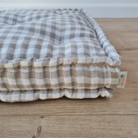 Hemp Linen Floor Cushion fileld organic Hemp Fiber in Natural checkered Linen fabric / floor pillow Pillow seat/Meditation Yoga