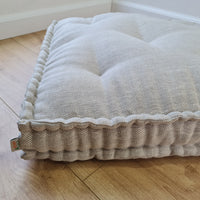 15" x 17.7" (38 x 45 cm) Hemp Custom madeWindow Mudroom Floor bench cushion filled organic hemp fiber in natural non-dyed linen fabric unique all natural pillow