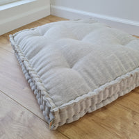 15" x 17.7" (38 x 45 cm) Hemp Custom madeWindow Mudroom Floor bench cushion filled organic hemp fiber in natural non-dyed linen fabric unique all natural pillow