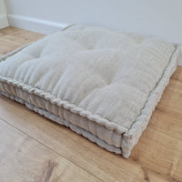 15" x 17.7" (38 x 45 cm) Hemp Custom madeWindow Mudroom Floor bench cushion filled organic hemp fiber in natural non-dyed linen fabric unique all natural pillow