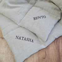 Gift for dog HEMP Dog Blanket filled HEMP Fiber in Natural Linen Fabric Dog Blanket Cover personalised for bed dog mat cover Christmas Gift - in sewing with squares