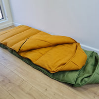 Natural Kids HEMP Linen Sleeping Bag with Hood School Nap mat for Kids, camping van sleeping bag organic hemp fiber filling