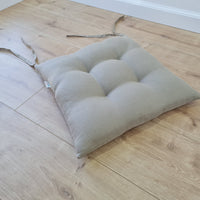 Hemp Linen seat cushion in Stripe for chair with ties filled organic hemp fiber in Natural Linen fabric in Stripe Chair Cushion Pillow seat